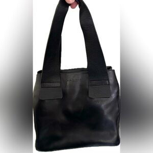 Nannini, Italian Brand, Genuine Leather, Black Exterior, Red Interior Handbag